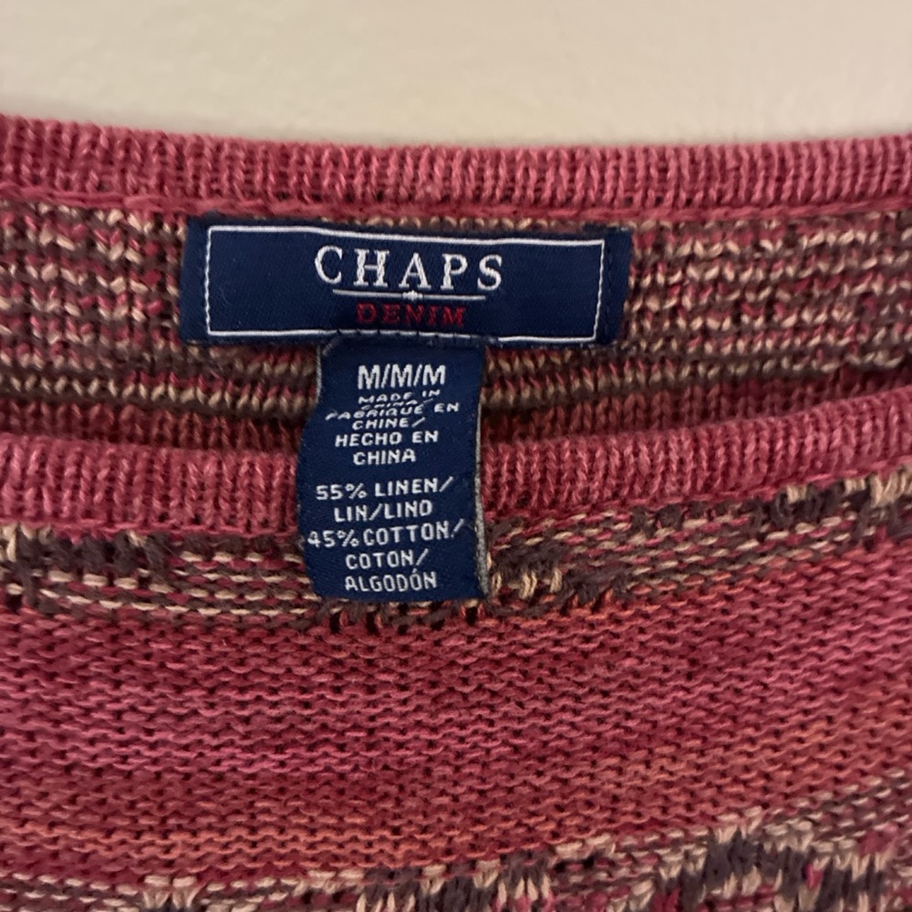 Chaps Maroon Multicolor Knit Top - Picture 2 of 2